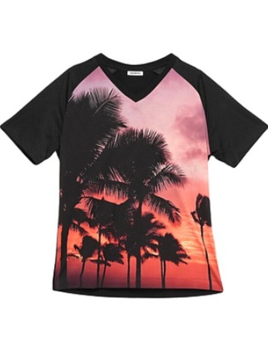 Bikkembergs Other - Bikkembergs Palm Tree Sunset Mesh V-Neck Graphic T-Shirt Men's Large L